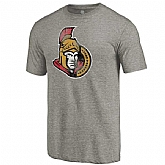 Men's Ottawa Senators Distressed Team Logo Tri Blend T-Shirt Ash FengYun,baseball caps,new era cap wholesale,wholesale hats